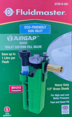 Fluidmaster AIRGAP 1/2'' Messingschaft Seiteneingang verzögertes Füllventil 6720-D-001