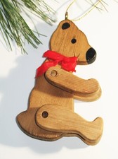 Vintage Primitive Wooden TEDDY BEAR Rustic Wood CHRISTMAS Ornament Articulated