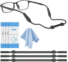 Glasses Strap 3 Pcs - No Tail Sunglasses Straps - Adjustable Eyeglasses Strap, E