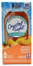 10 10-Packet Boxes Crystal Light Peach Mango With Caffeine On The Go