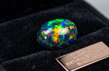 2.36 Ct Fantastic Natural Ethiopian Black Opal Oval Cabochon Multi-Color Fire