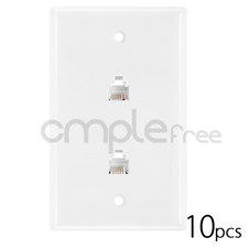 10x Phone WallPlate RJ11 RJ12 Double Telephone Modular Duplex Jack CAT4 6P6C NEW