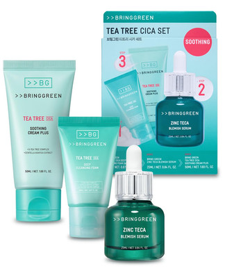 BRING GREEN TEA TREE CICA SET | Korean Skin Care Kit for Acne-Prone, Sensitive S