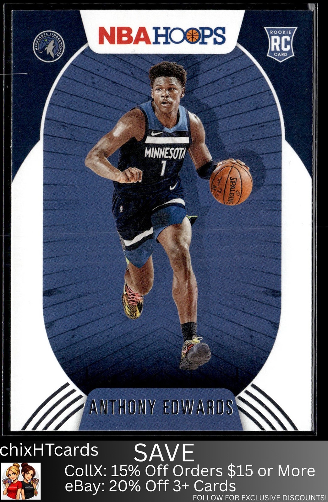 Anthony Edwards 2020-21 Hoops #216 RC Minnesota Timberwolves