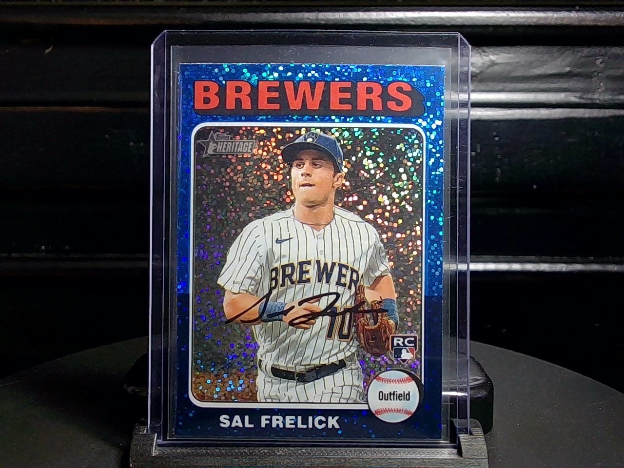 2024 Topps Heritage - Sal Frelick #451 Chrome Blue Sparkle Refractor (RC)