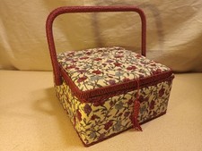 Vintage  Sewing Basket 1970’s Red Interior