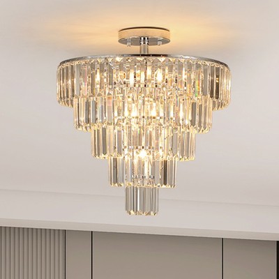 20'' Chrome Crystal Chandelier Luxury Pendant Lamp Modern Ceiling Light Fixtures