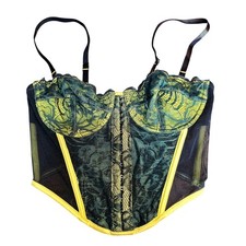 Primark green lace latch corset top size 34 B