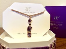 Bomb Party February 2026 Necklace Four Daring Answers Amethyst Rose Gold NEW