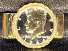 1964 Kennedy Half Dollar 90% Silver Coin Money Clip Gold Plated ungraded