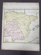 Hispania Antiqua (Ancient Hispania) 1790 Hand Coloured Antique Map Europe