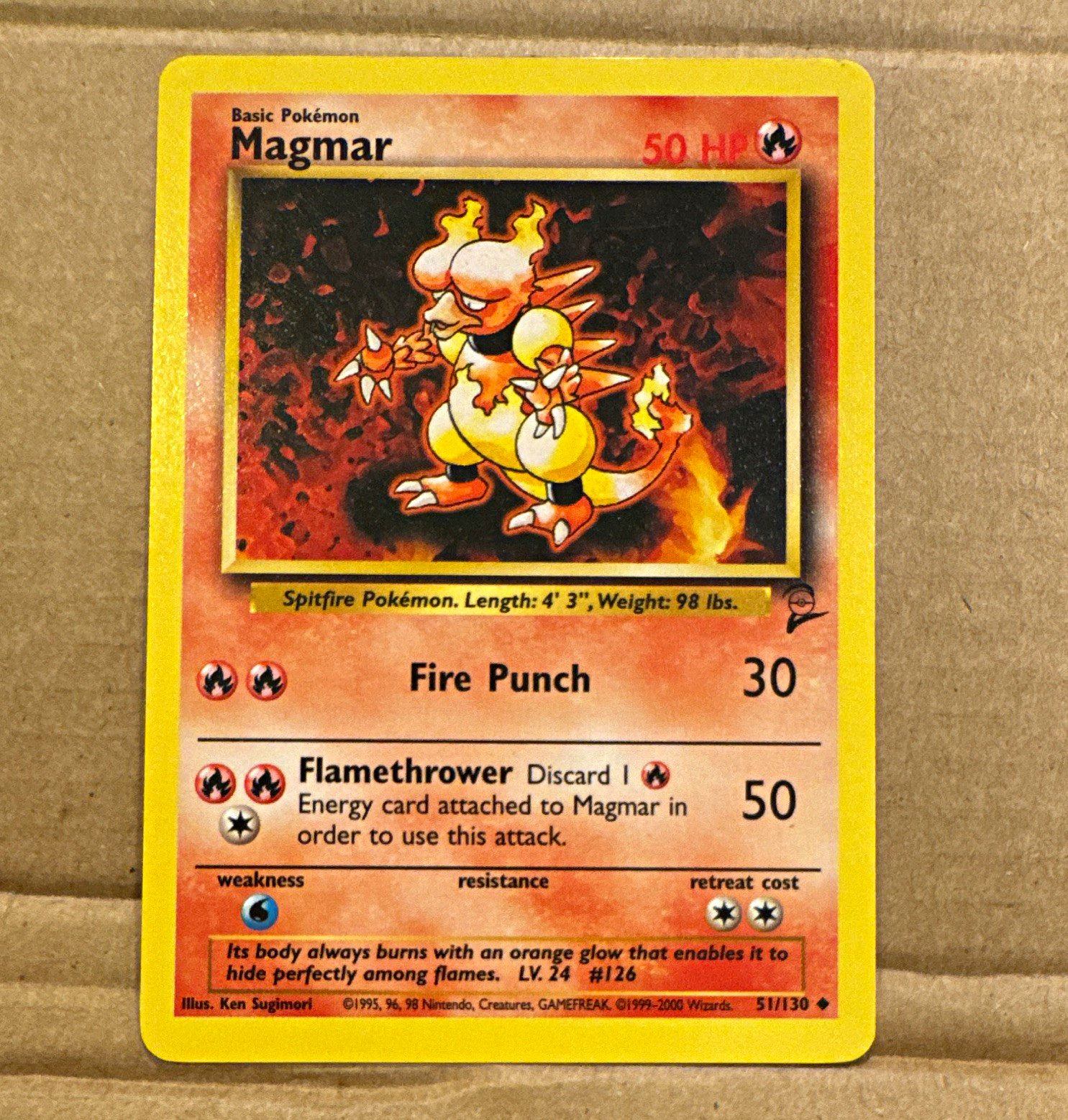Wizards of the Coast Pokemon TCG Magmar 51/130 Base Set 2 Unlimited 50HP