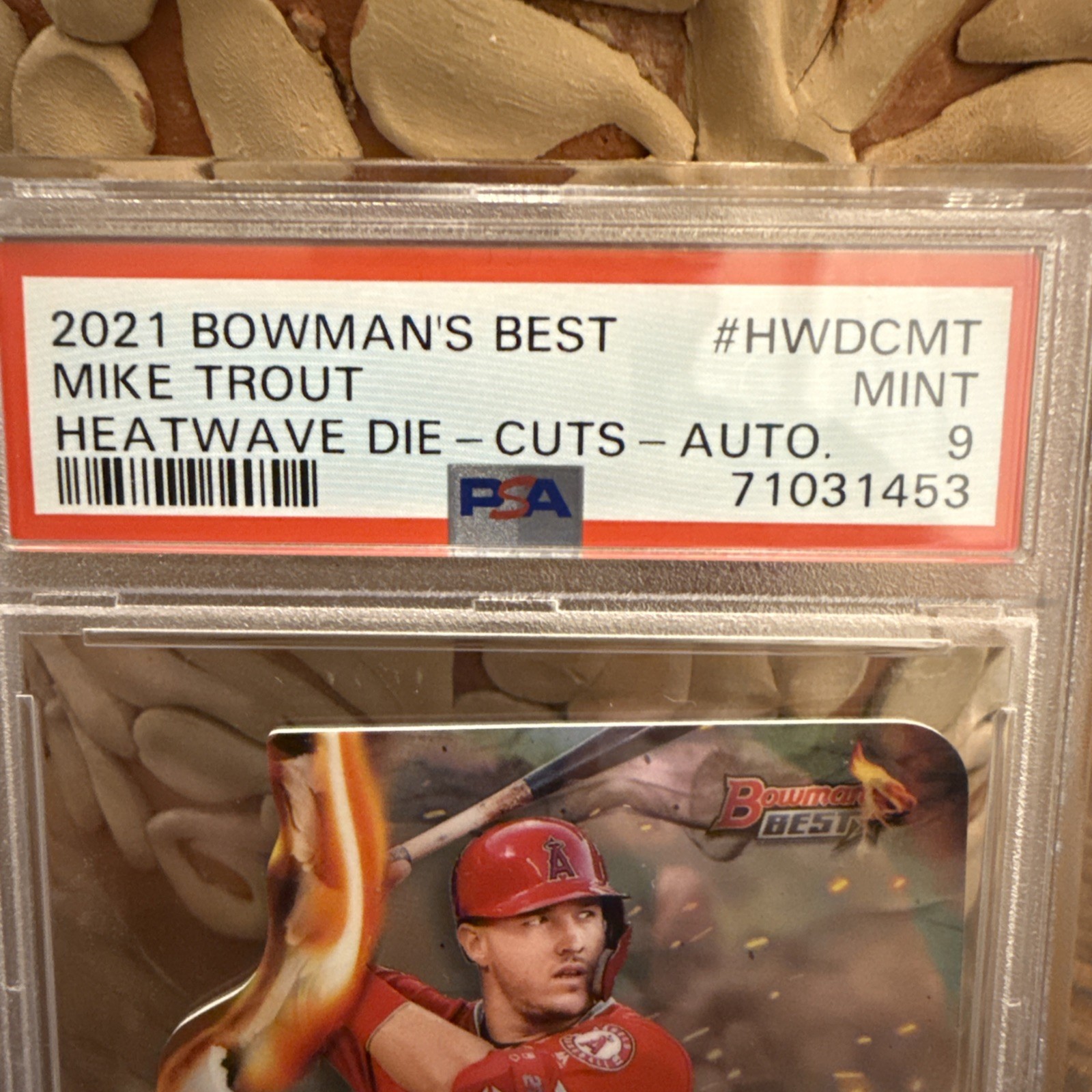 Topps 2021 Bowman's Best Mike Trout Heatwave Die-Cut Auto PSA 9 #HWDC-MT /150 view 5