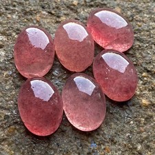 Pink Strawberry Quartz Oval Cabochon 6x8mm Wholesale Gemstone