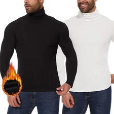 Mens Long Sleeve Thermal Turtleneck Top Pullover Base Layer Underwear Shirts US