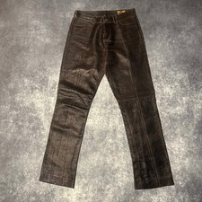 Vintage Leather Pants Women Brown Shiny Straight Leg Vintage Boskal Size 26 x 28