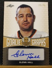 Glenn Hall - 2017 Leaf Masked-Men, Goalie Graphs 22/25 Auto Blackhawks