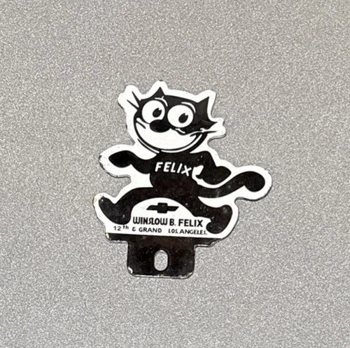 VINTAGE FELIX CAT CHEVY CHEVROLET PLATE PORCELAIN SIGN CAR GAS OIL  MOTORCYCLE
