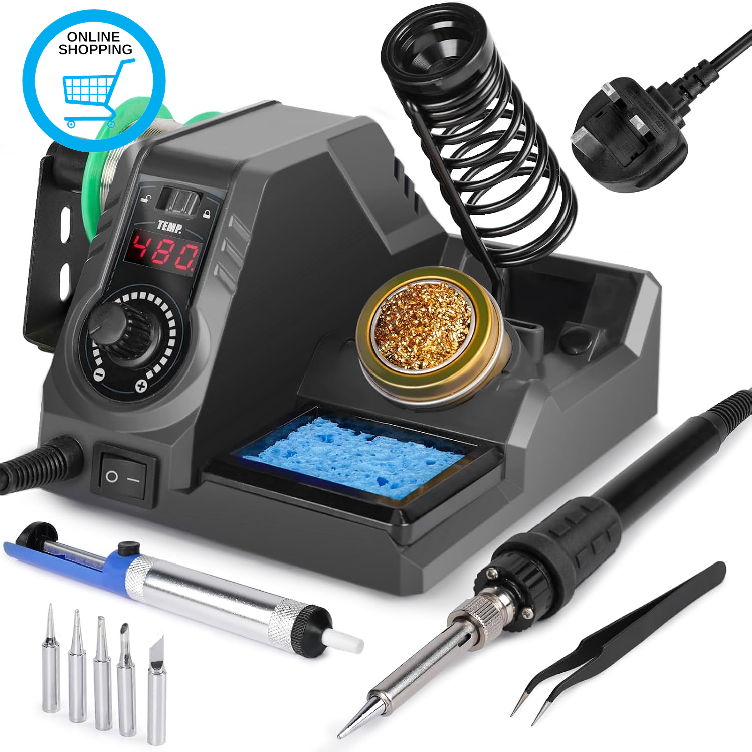 926LED V3 Black Soldering Station 130W MAX Soldering Iron Kit with Solder Wire,