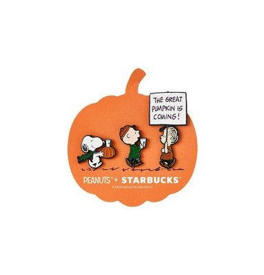 Starbucks Korea x Peanuts Snoopy Pumpkin Pin Badge Set Online Exclusive