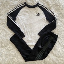 Boys Youth adidas zip ankle Pants L/S Shirt Set Outfit, Medium 11/12 yrs.