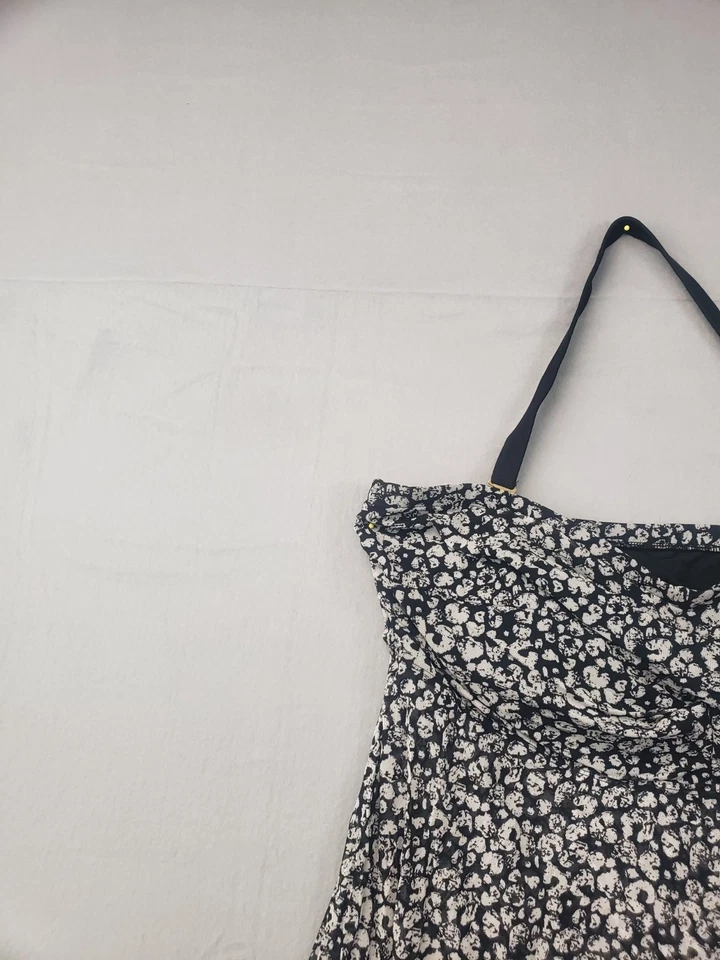 Top de baño Ava Viv para mujer 24W negro floral cuello halter tankini playa piscina traje de baño Foto 2 de 4