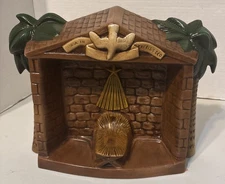 Vtg Nativity Manger Stable Barn Ceramic Holland Mold Jesus Christmas Stable Only