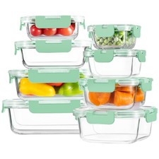 8 Pack Glass Food Storage Containers with Lids, Meal Prep Containers, Airtigh...