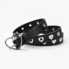 Womens Adjustable PU Leather Belt Heart Shaped Buckle for For jeans 106cm 2.3cm