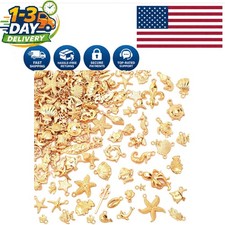 120 PCS Gold-Plated Ocean Charms for Creative Jewelry Making  Craft Projects