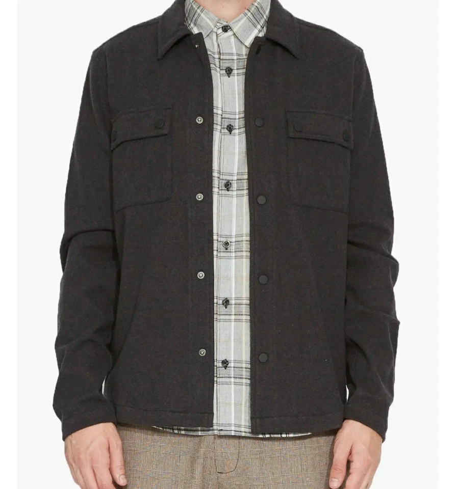 CIVIL SOCIETY Shirt Jacket Mens Medium Charcoal Grey Snap Button Cotton Knit image 1