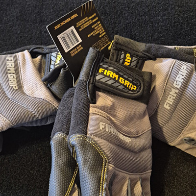 Firm Grip Work Gloves, Gray/Black Performance Grip Hand, Size M 68311 Three Pair