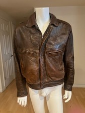 MENS 90'S MIRAGE LEATHER DISTRESSED BOMBER JACKET SIZE 42