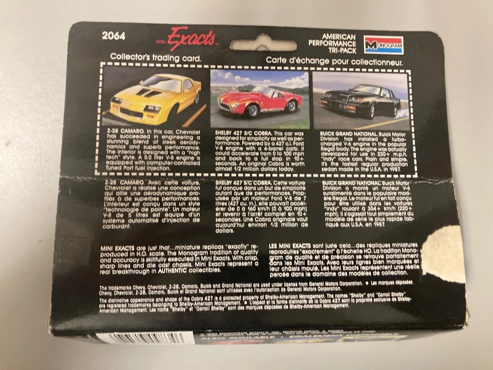 Monogram Mini Exacts #2064 American Muscle Tri-Pack Z-28Camaro/ShelbyCobra/Buick Foto 4 de 4