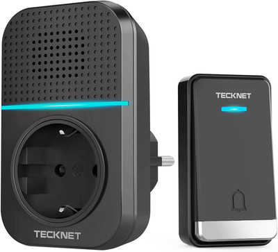 TECKNET Kabellose Türklingel Batterielose, Steckdosen-Funkklingel IP65 Wasserdic