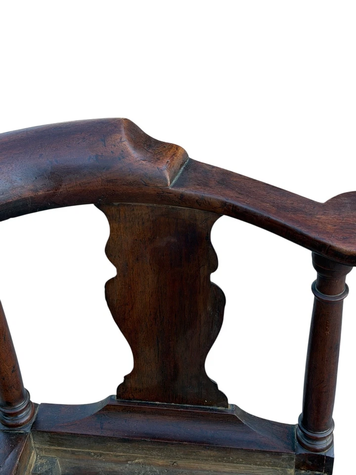 Antigua silla esquinera Reina Ana siglo XVIII c 1770 bonita superficie antigua Foto 4 de 4