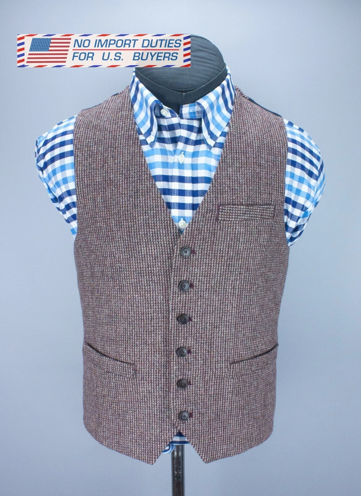 Hammond & Co Mens Tweed Wedding Casual Waistcoat Wool Red Tint Size 38" 96.5 cm