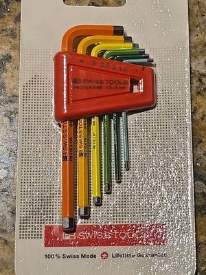 PB Swiss Tools PB 210.H-5 RB CN Hex Key Set Metric Rainbow 1.5-5mm 6-Piece