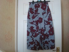 ZARA STUDIO HIGH-WAIST GREY & MAROON RED FLORAL PRINTED SKIRT SIZE XS