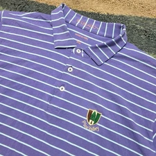 B. Draddy Polo Shirt Men’s XL Purple Blue Striped Pine Valley Golf Made in Peru