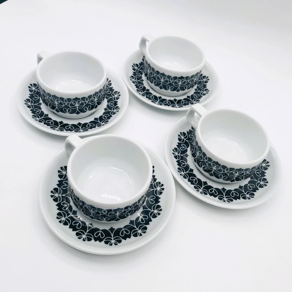 notNeutral Mocha Cup & Saucer Espresso Set - Black Floral Pattern - Set of 4 - Image 2 of 4