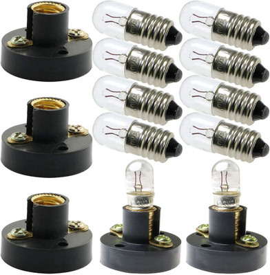 MEETOOT Set of 10Pcs Screw Mini Bulb 6.3V and 5Pcs E10 Mini Bulb Holder Black Pl