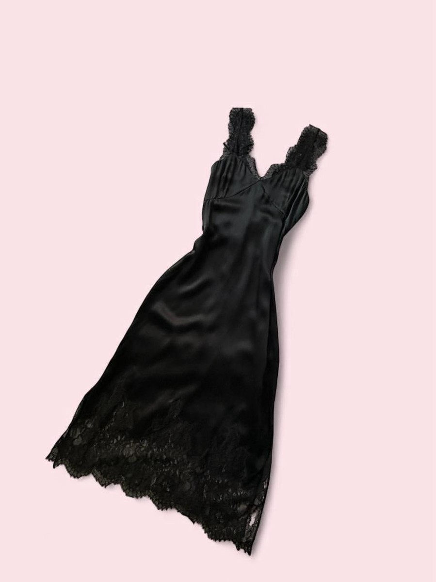 Black Lace Lace Cami Midi Dress Hauture Lace Insert Hem Open Back Pinstripe  Cami Midi Dress