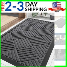 Front Door Mat Outside Entrance, Heavy Duty Outdoor Indoor Natural Rubber Doo...