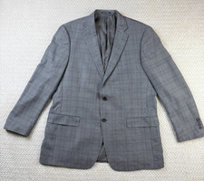 Hart Schaffner Marx Mens 46L Gray Purple Windowpane Wool Sport Coat Blazer USA