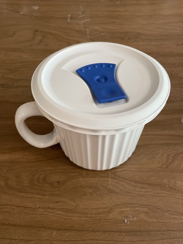 Corning Ware FRENCH WHITE 20 oz Soup Mug with Plastic Vented Lid - Picture 3 of 8