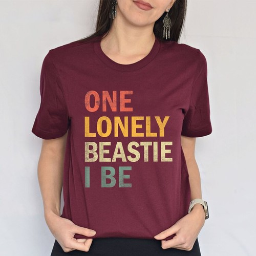 Retro One Lonely Beastie I Be Funny Quote Saying Vintage Unisex T-Shirt - Picture 18 of 19