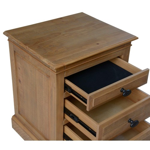 Jade Set of 2 Bedside Table 3 Drawers Storage Cabinet Nightstand - Natural - Picture 5 of 5