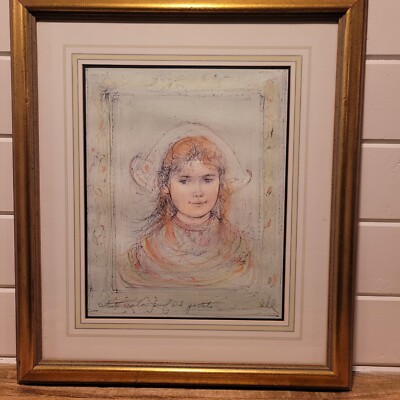 Edna Hibel Original Stone Lithograph, Signed and framed. DUTCH