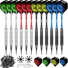 CyeeLife 12pcs Soft Tip Darts Set+12 Flights+100 Soft tip+Tool,Darts Plastic Tip
